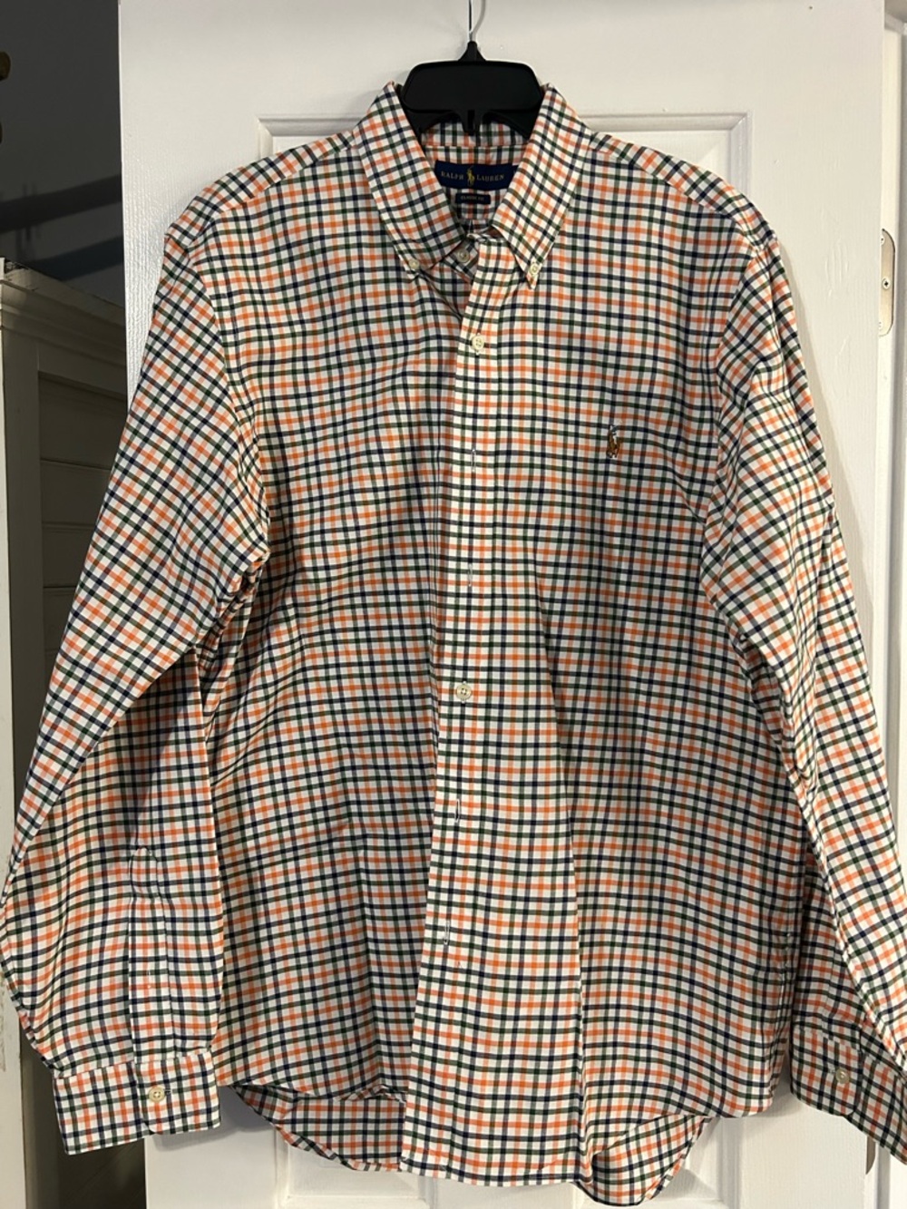 Ralph Lauren Orange, Green & White Checked Button-Down Shirt